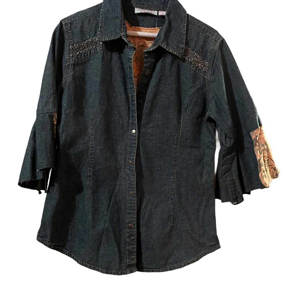Embellished Dark Blue Jean Jacket